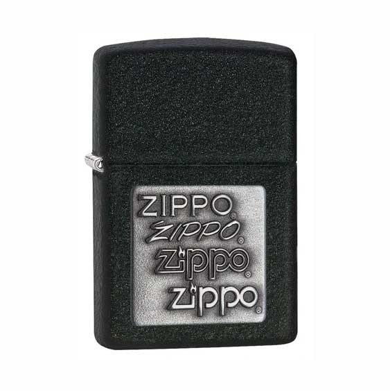 Zippo Black Crackle Silver Logo