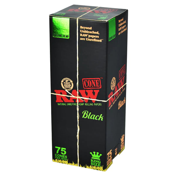 Raw Cone 75ct Bulk - King Size Black Organic Hemp