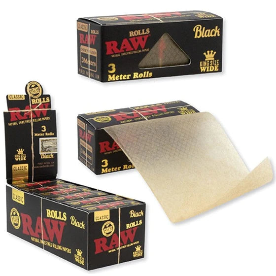 Raw Rolls King Size Wide Black 3 Meters