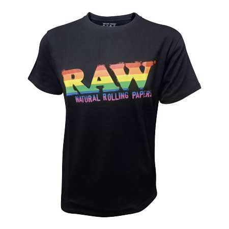 Raw Shirt Black Logo Tee - Rainbow - Large