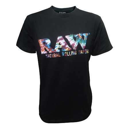 Raw Shirt Black Logo Tee - Tie Dye - Large