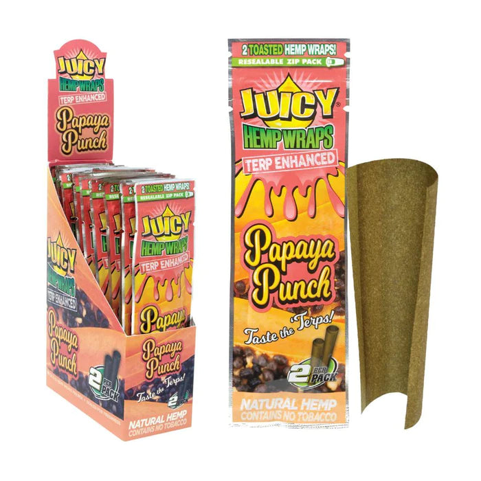 Juicy Hemp Wraps Terp Enhanced Papaya Punch 25/2pk