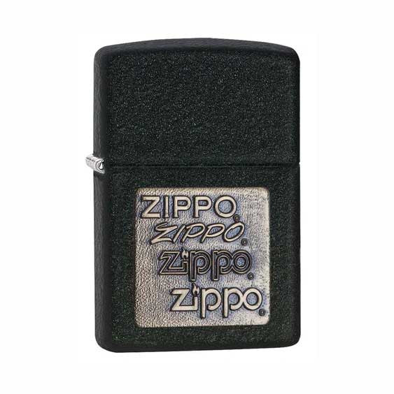 Zippo Black Crackle Gold Logo