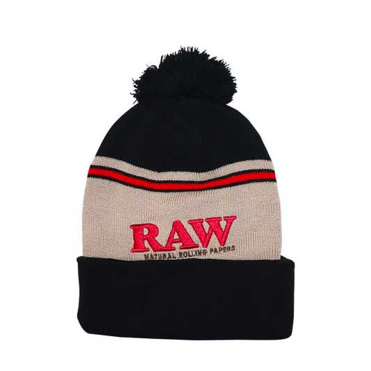 Raw Beanie Pom Pom Black/Brown