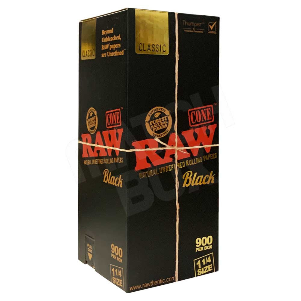 RAW Black Cone 1 1/4 Size | 900 Bulk Cones