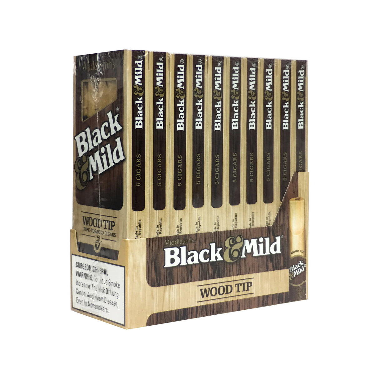 Black & Mild Pack Wood Tip Reg 10/5