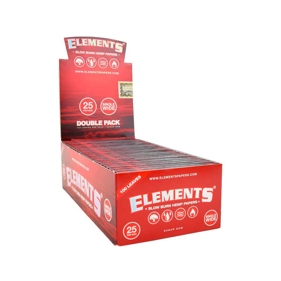 Elements Red Single Wide Slow Burn Hemp Rolling Paper