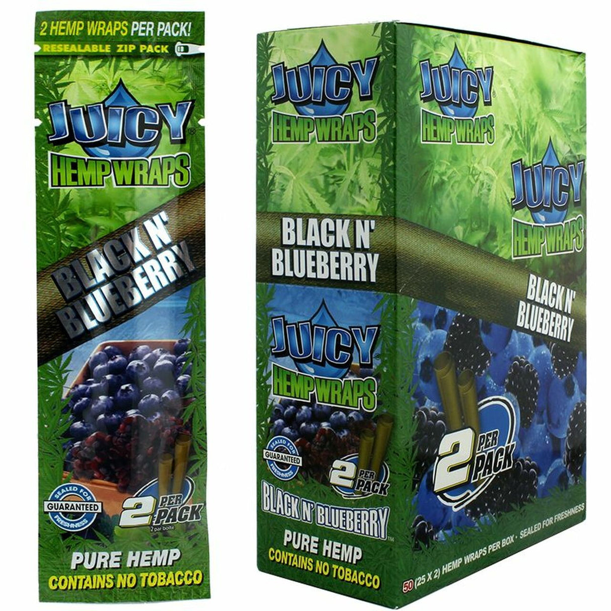 Juicy Hemp Wraps Black N Blue 25/2pk